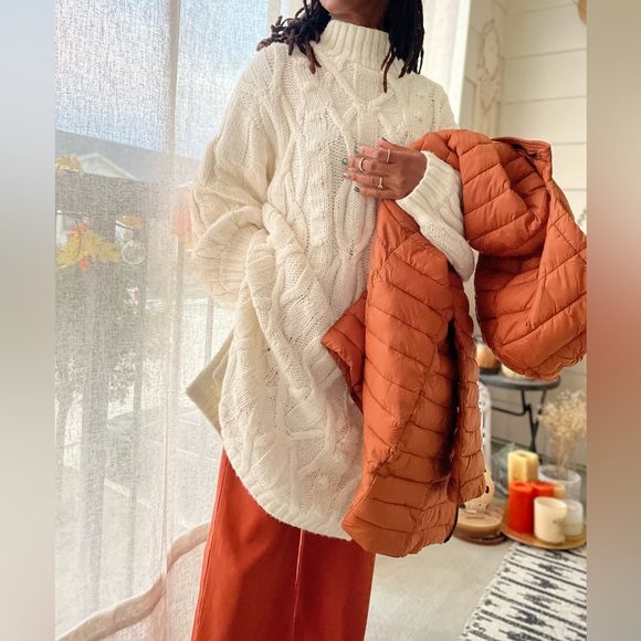 Reebok Orange Puffer Hooded Coat Size Large - Picture 2 of 11